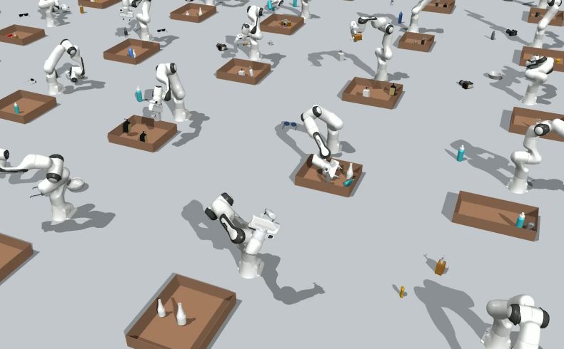 robots picking up and putting down different types of objects