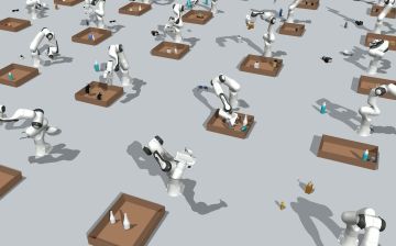 robots picking up and putting down different types of objects